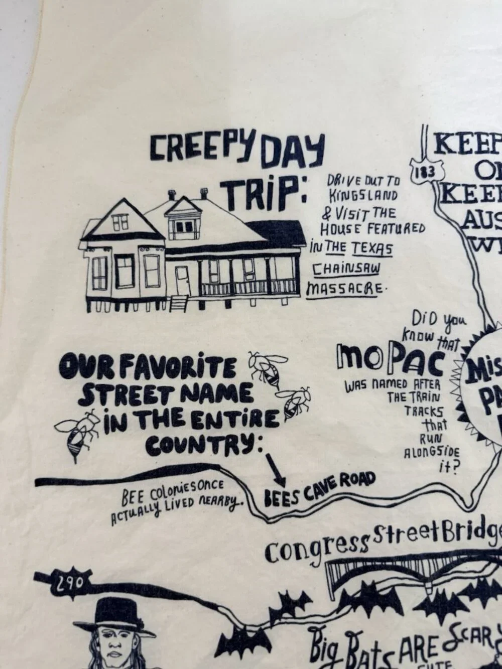 Austin Trivia Pictorial Map Scarf Decor  20
